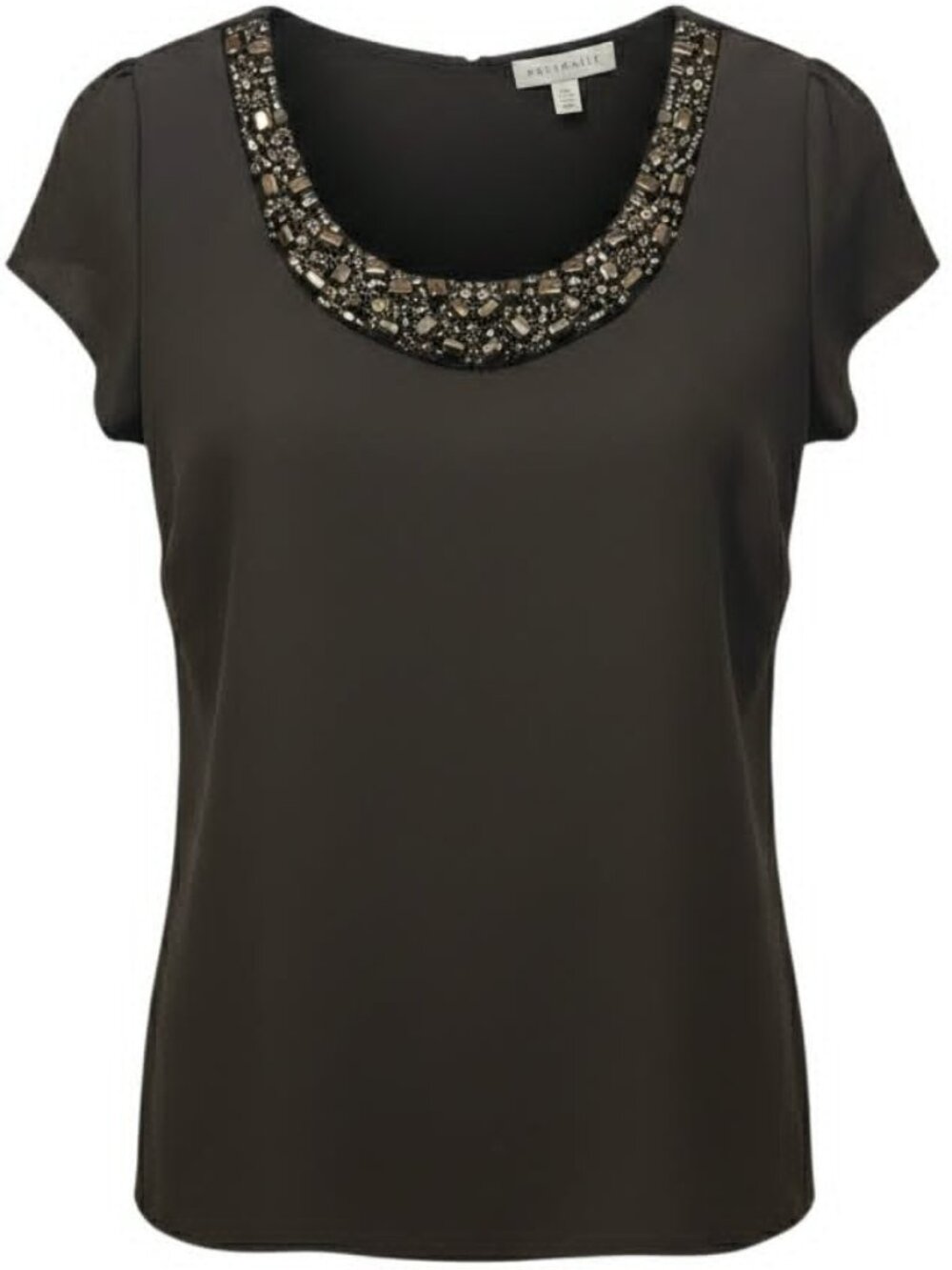 Socialite Brand Size M Dark Grey Bedazzled Collar Sleeveless Blouse